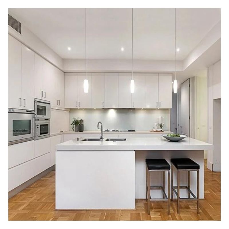 Tamaño personalizado Gabinete de cocina de diseño moderno de alta gama con islas y acabado brillante
