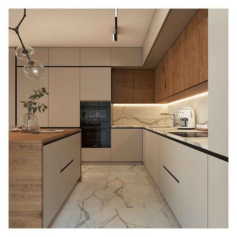 Venta al por mayor Cartel de colores de Ral personalizado gabinete de cocina de chapa de madera para diseño moderno