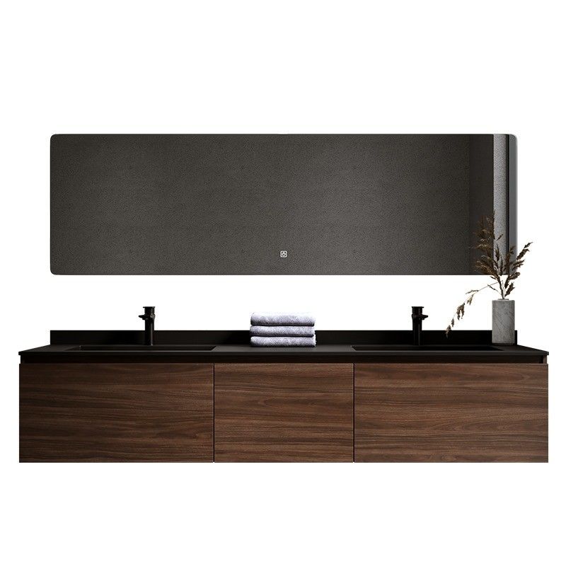 Muebles modernos gabinetes de baño con puertas con espejo y encimera de piedra de cuarzo