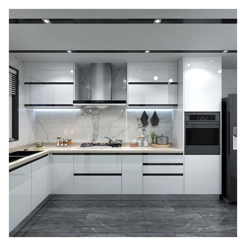 final Estilo moderno Blanco de madera sólida Laca Modular gabinetes de cocina para la renovación del hogar