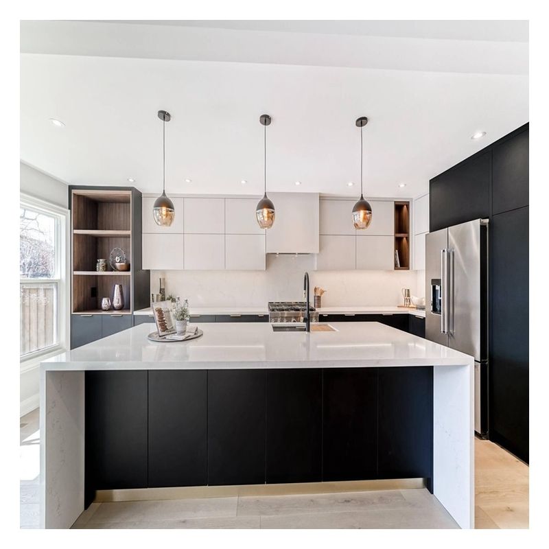 final Estilo moderno Blanco de madera sólida Laca Modular gabinetes de cocina para la renovación del hogar