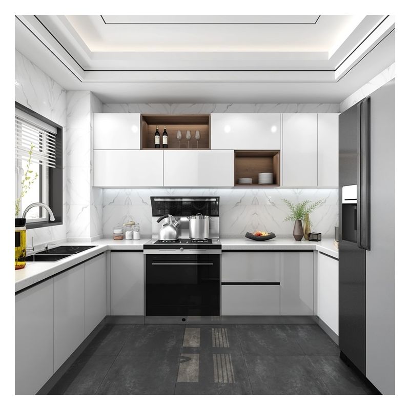 final Estilo moderno Blanco de madera sólida Laca Modular gabinetes de cocina para la renovación del hogar