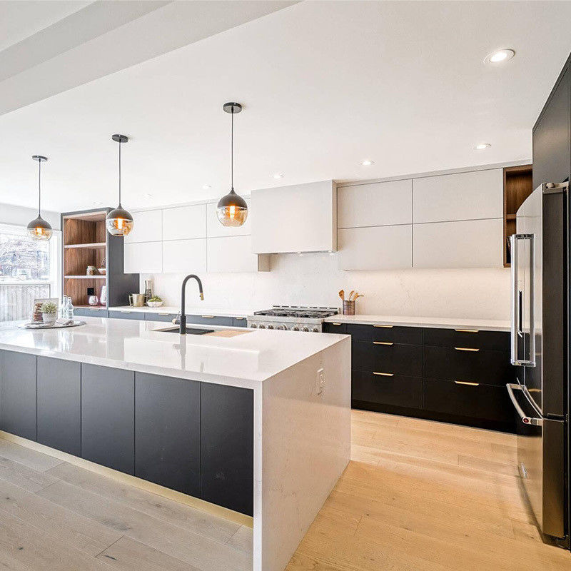 Tamaño personalizado Diseños modernos Mates Armarios de cocina clásicos para estilo de diseño moderno