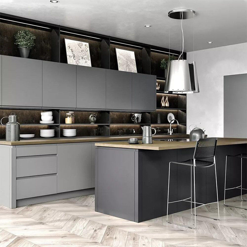 Tamaño personalizado Diseños modernos Mates Armarios de cocina clásicos para estilo de diseño moderno