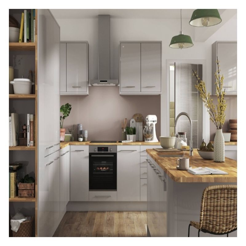 Fácil limpio ventaja de personalización de estilo moderno brillante gabinetes de cocina para el apartamento