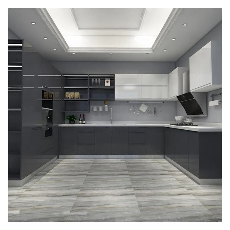 Fácil limpio ventaja de personalización de estilo moderno brillante gabinetes de cocina para el apartamento
