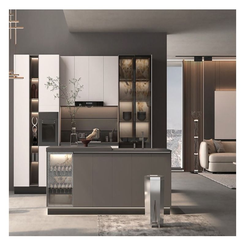 Fácil limpieza Funcionalidad de color personalizado gabinetes de cocina de estilo moderno para el apartamento