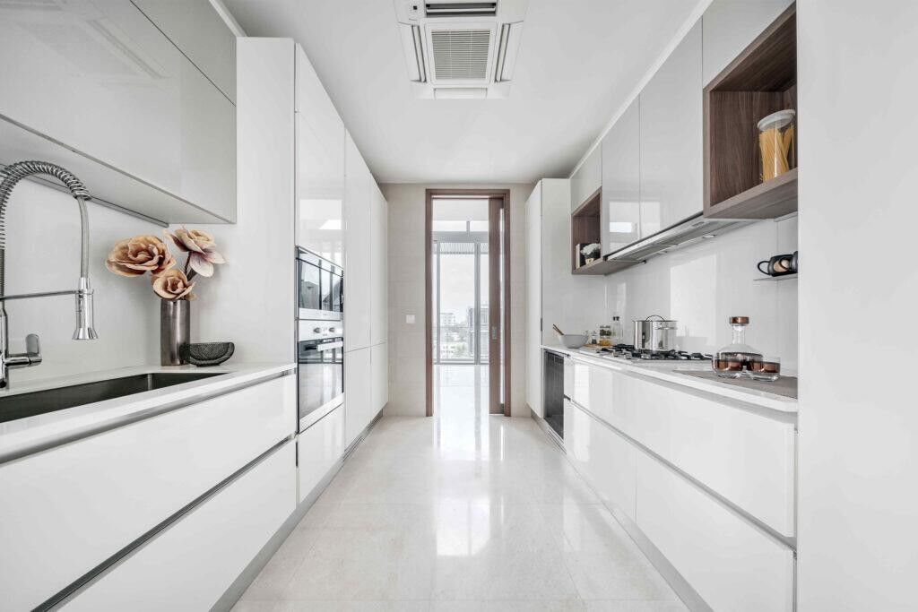 Muebles australianos brillantes verdes gabinetes de cocina para el tamaño del cliente moderno y hogares