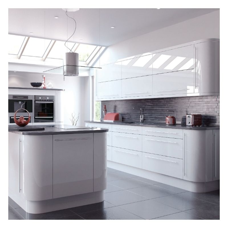 Armarios de cocina de madera de arce de madera moderna de color blanco en diseño simple a medida
