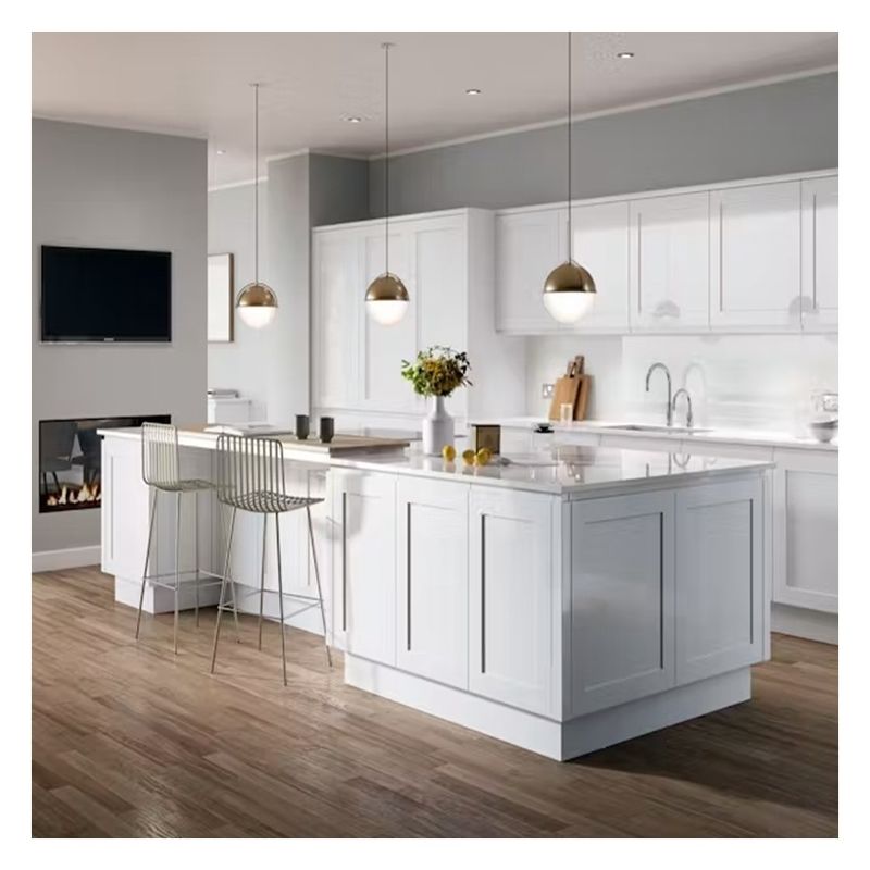 Armarios de cocina de madera de arce de madera moderna de color blanco en diseño simple a medida