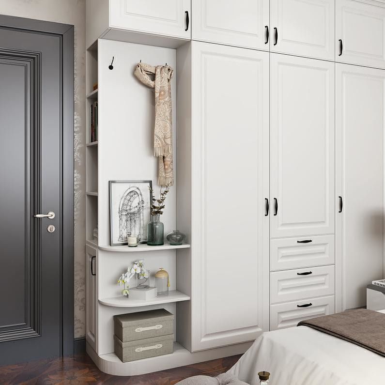 Armario abierto con panel de estilo de madera y sistema de vara de tira personalizable