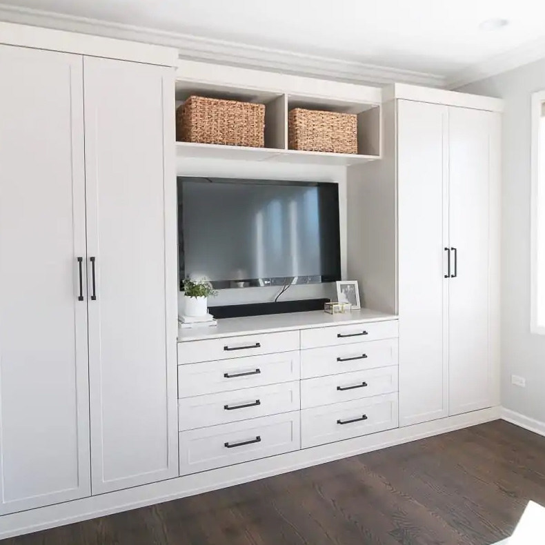 Mejor Walking In Open Style Armario laminado de madera blanca para dormitorio dormitorio de lujo