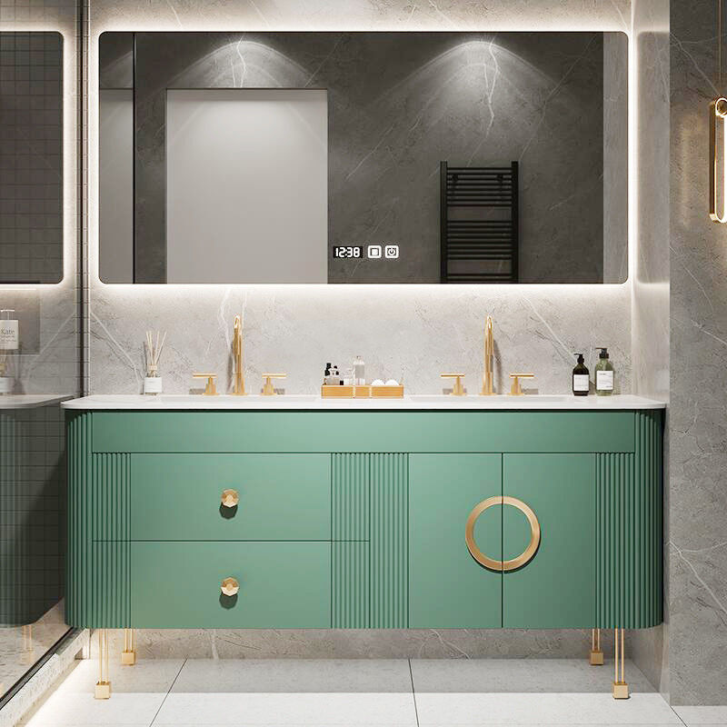 Material de MR-MDF Autónomo Cubo Doble Baño flotante moderno Vanidades de baño para bajo