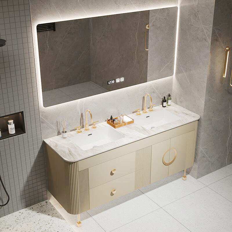 Material de MR-MDF Autónomo Cubo Doble Baño flotante moderno Vanidades de baño para bajo
