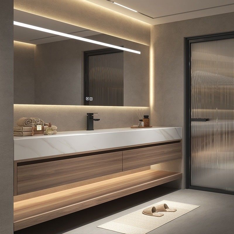 Material de MR-MDF Autónomo Cubo Doble Baño flotante moderno Vanidades de baño para bajo