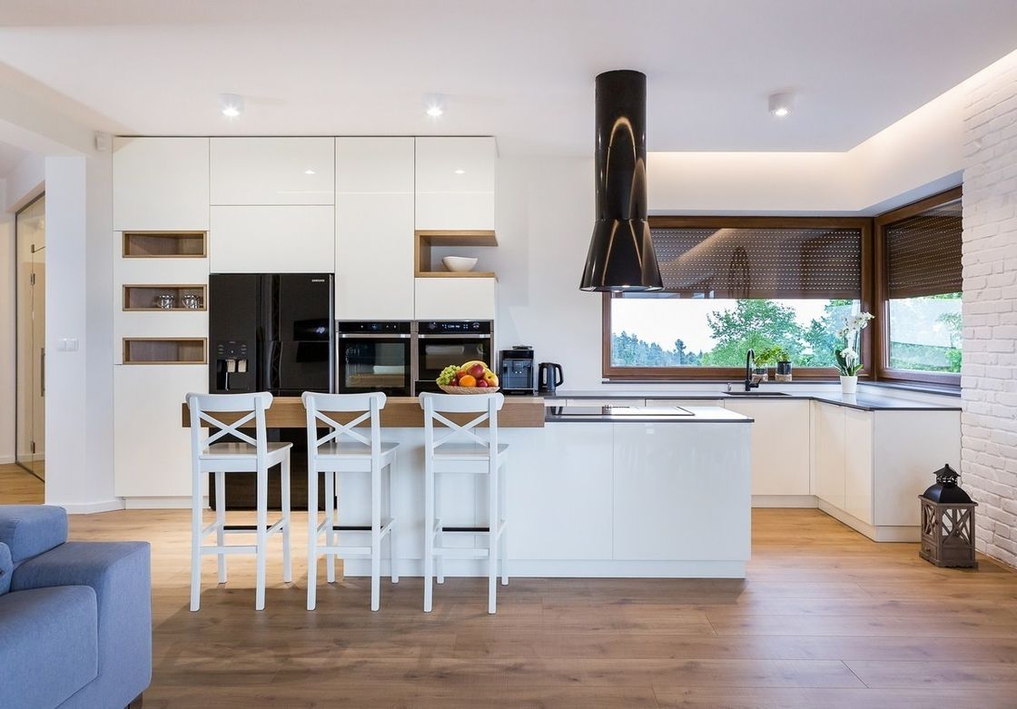 Cabinet de cocina de madera y blanco de alta brillantez Hdf muy ODM / OEM