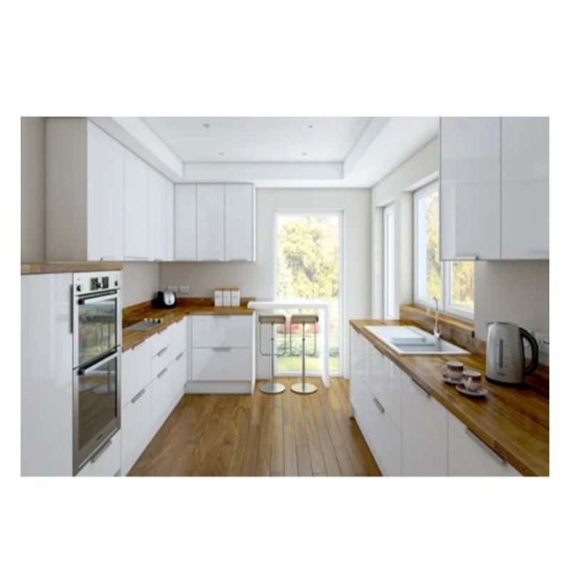 Armarios modulares para cocinas pequeñas con acabado de laca brillante y color Ral personalizado