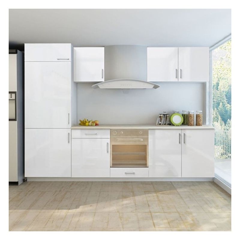 Armarios modulares para cocinas pequeñas con acabado de laca brillante y color Ral personalizado