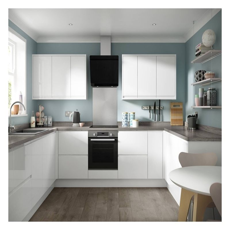 Armarios modulares para cocinas pequeñas con acabado de laca brillante y color Ral personalizado