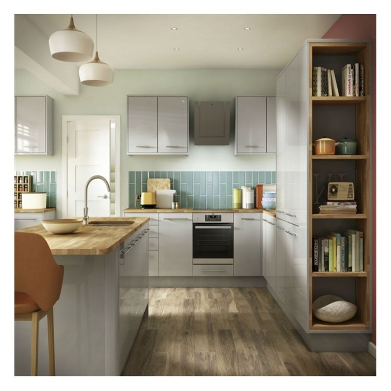 Armarios modulares para cocinas pequeñas con acabado de laca brillante y color Ral personalizado