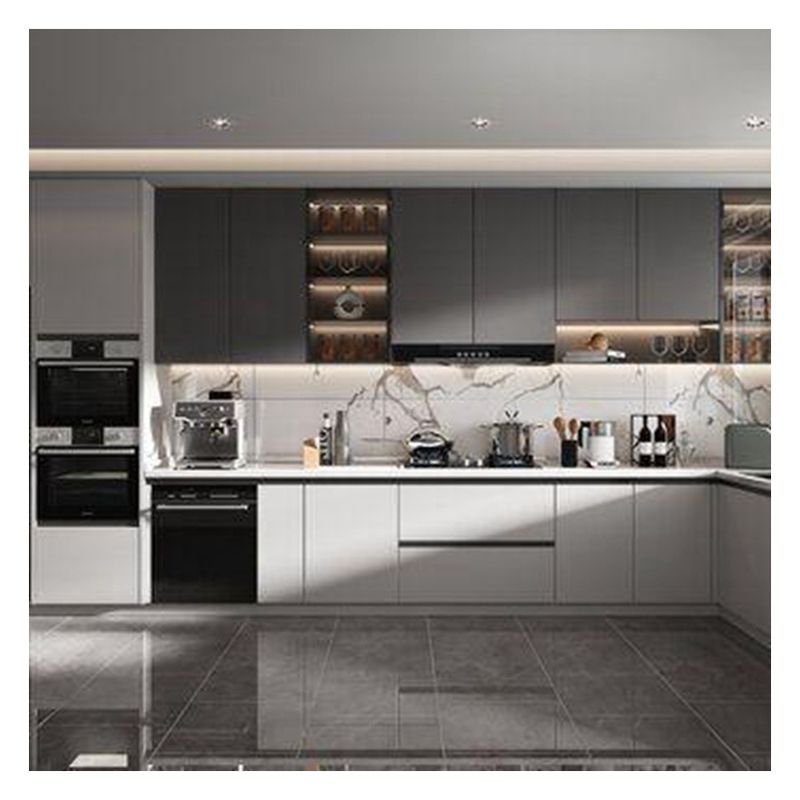 Cuadro de colores de Ral personalizado Armarios de cocina elegantes, blancos brillantes y de madera sólida