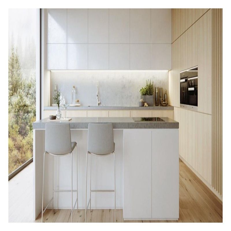 Cuadro de colores de Ral personalizado Armarios de cocina elegantes, blancos brillantes y de madera sólida