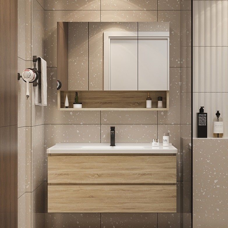 Baño Vanidad PVC / Laca Puerta de acabado Moderno de madera de piso de pie Pequeño fregadero único