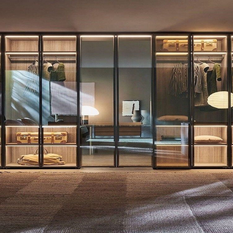 El armario de madera de estilo americano YALIG con diseño de puerta de vidrio moderno NO Plegable