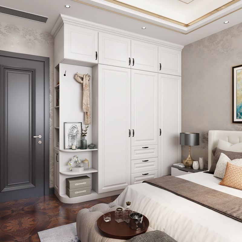 Armario de dormitorio moderno de tamaño personalizado de madera con estilo europeo y estilo de panel