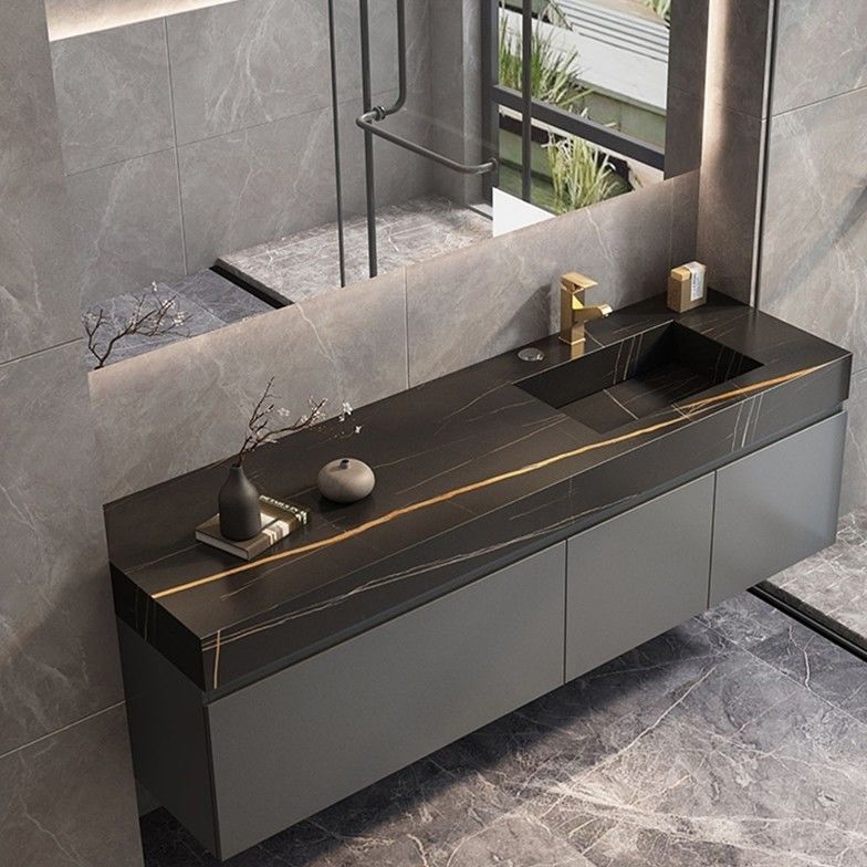 Muebles de estilo euro Cubierto de baño de doble fregadero colgado de pared