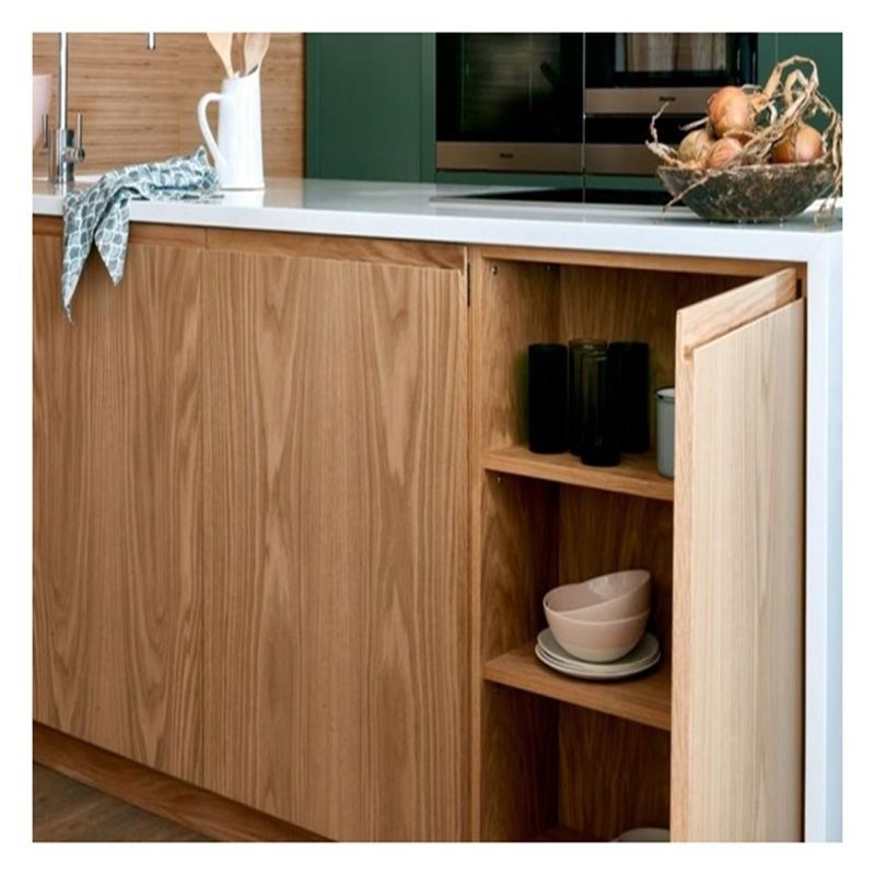 Estilo moderno Armoires de cocina de diseño de panel plano Veneer Veneer de roble para su hogar moderno