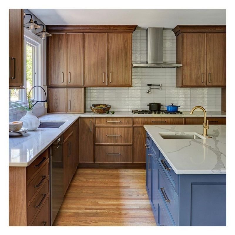 Estilo moderno Armoires de cocina de diseño de panel plano Veneer Veneer de roble para su hogar moderno