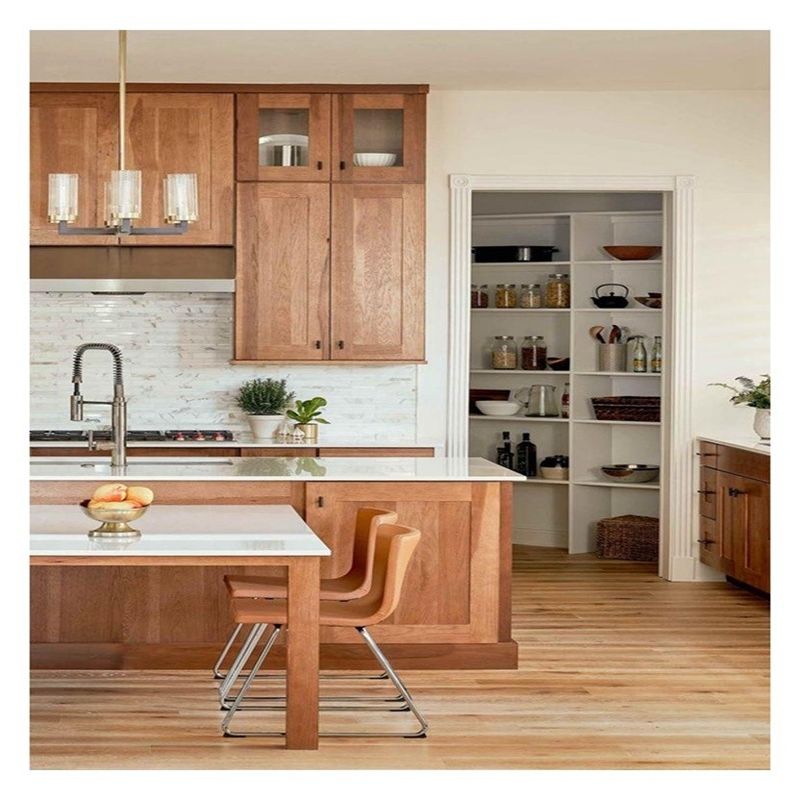 Estilo moderno Armoires de cocina de diseño de panel plano Veneer Veneer de roble para su hogar moderno