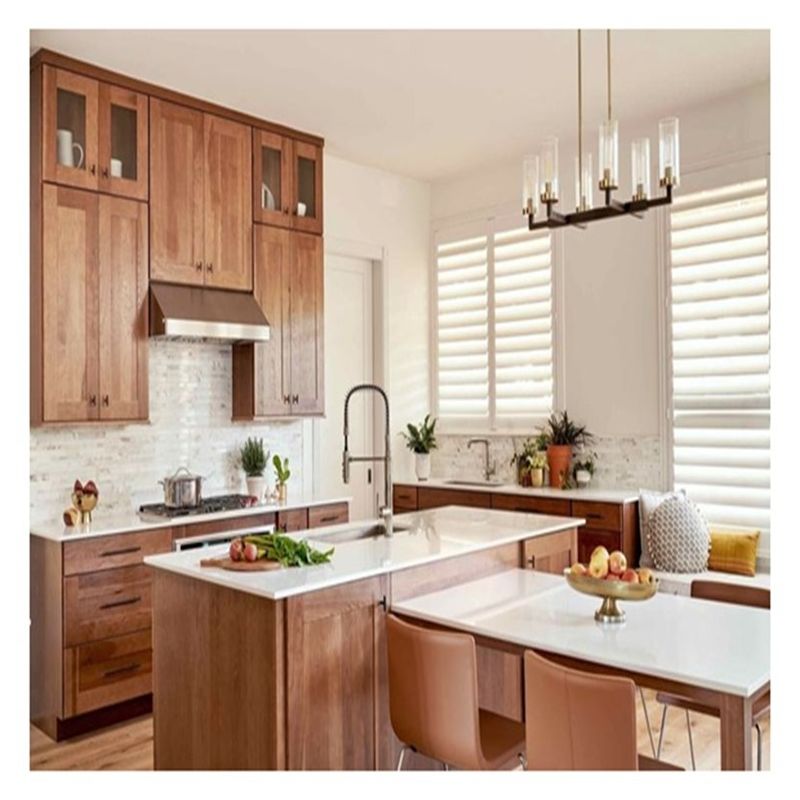 Estilo moderno Armoires de cocina de diseño de panel plano Veneer Veneer de roble para su hogar moderno