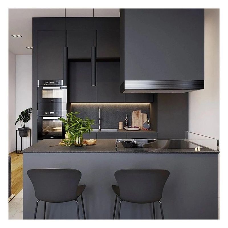 CAD / 3D armarios de cocina de madera sólida con isla central