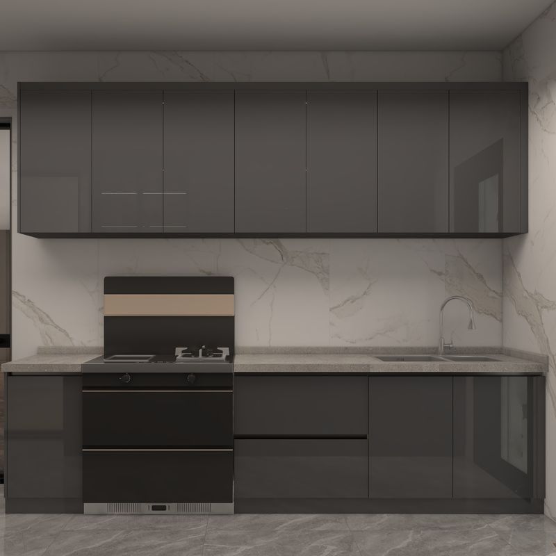 Revestimiento superior de chapa y inferior de laca Revestimiento de la pared de la cocina gabinete para cocina moderna