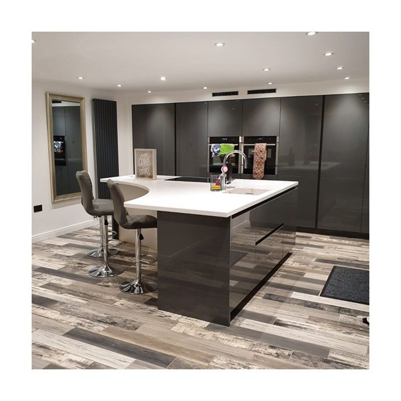 Armarios de cocina de PVC negro con diseño moderno y color personalizado
