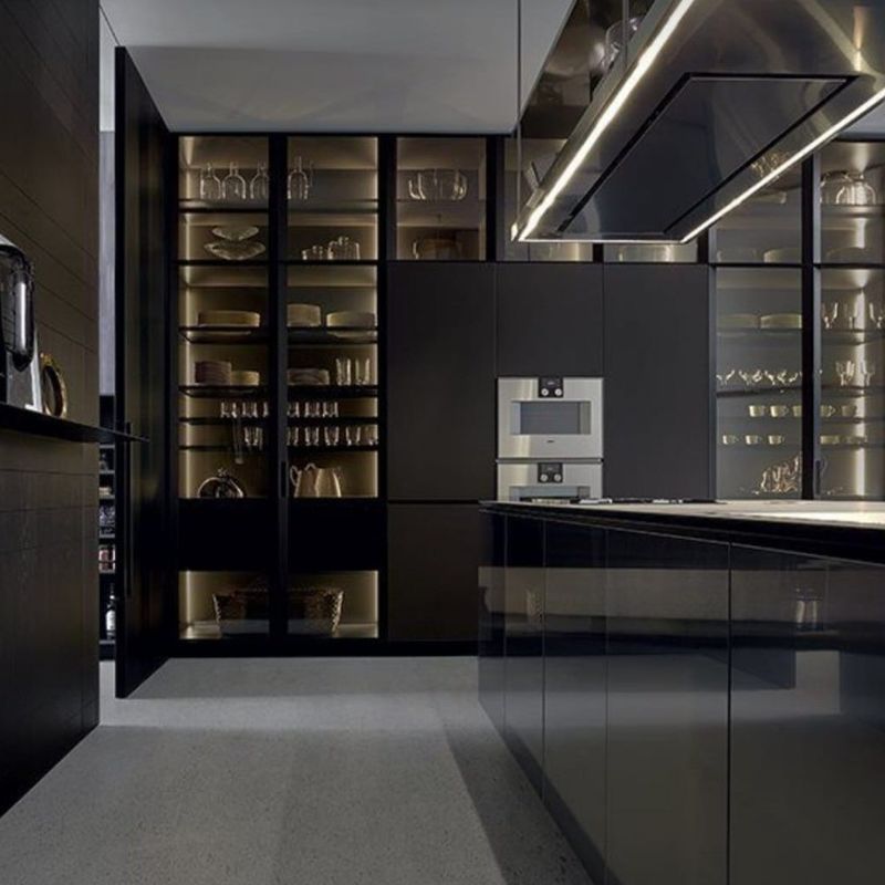 Armarios de cocina de PVC negro con diseño moderno y color personalizado