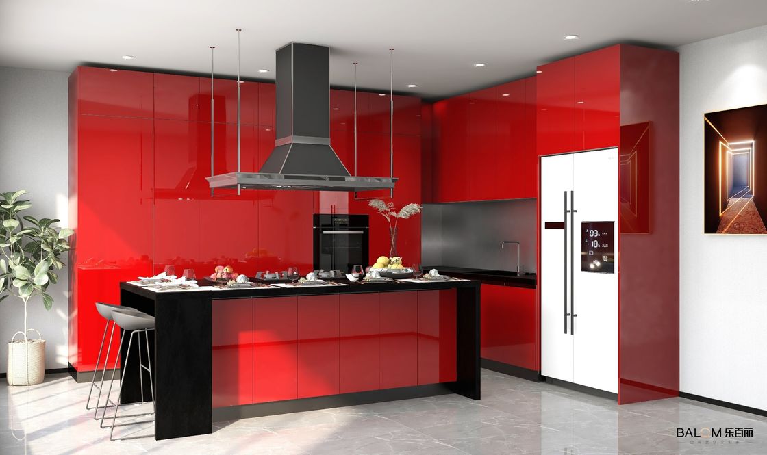 2024 Armario de cocina a prueba de fuego de madera sólida moderno con un alto ODM / OEM y una cesta de cajón