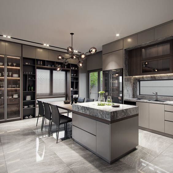 Armarios de cocina de PVC negro con diseño moderno y color personalizado
