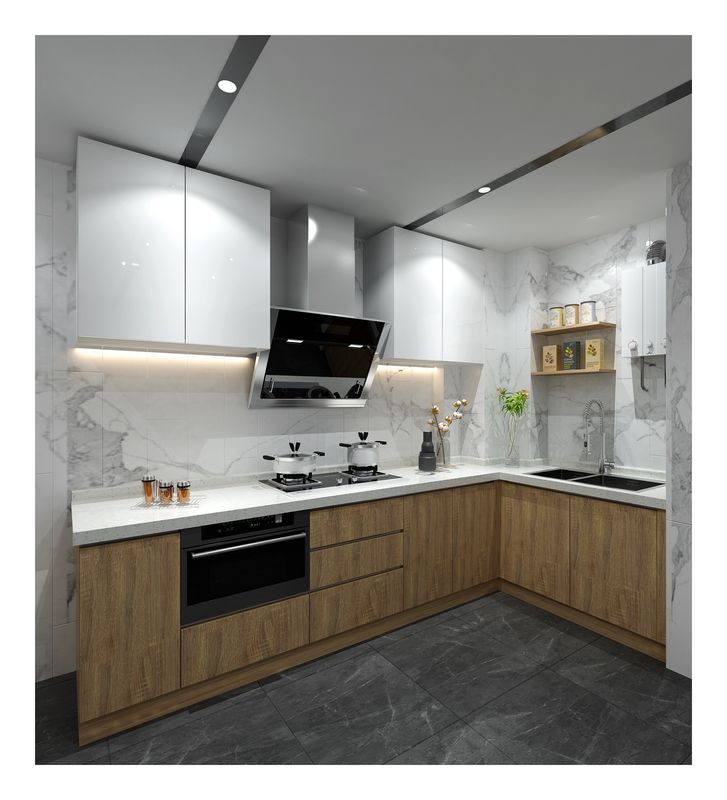 Muebles de cocina de cartón de melamina de diseño moderno con color de chapa personalizado