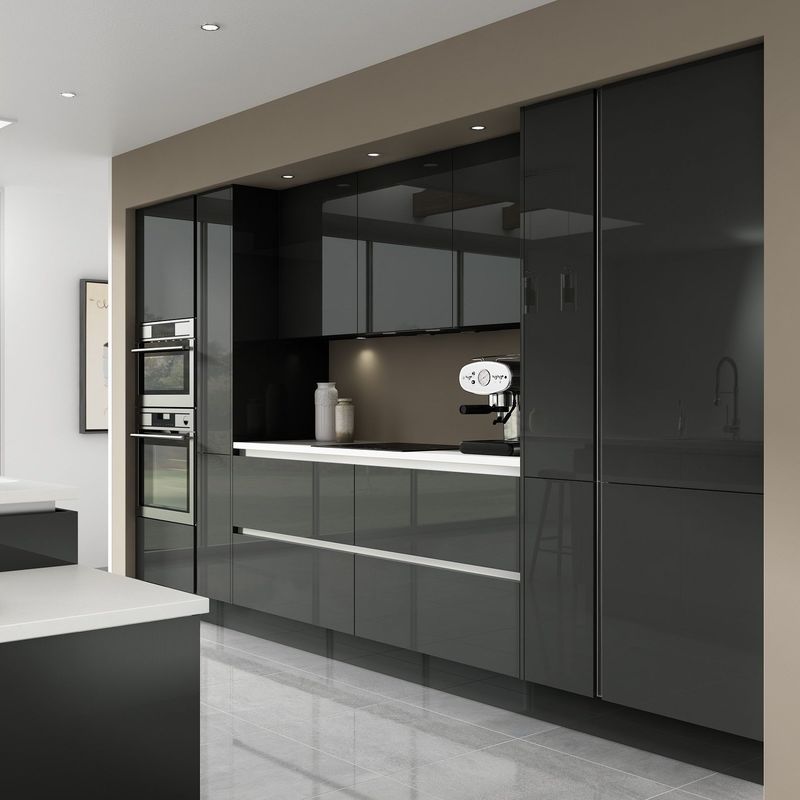 Armario de cocina de laca de alto brillo con estilo moderno personalizado y panel de puerta acrílico