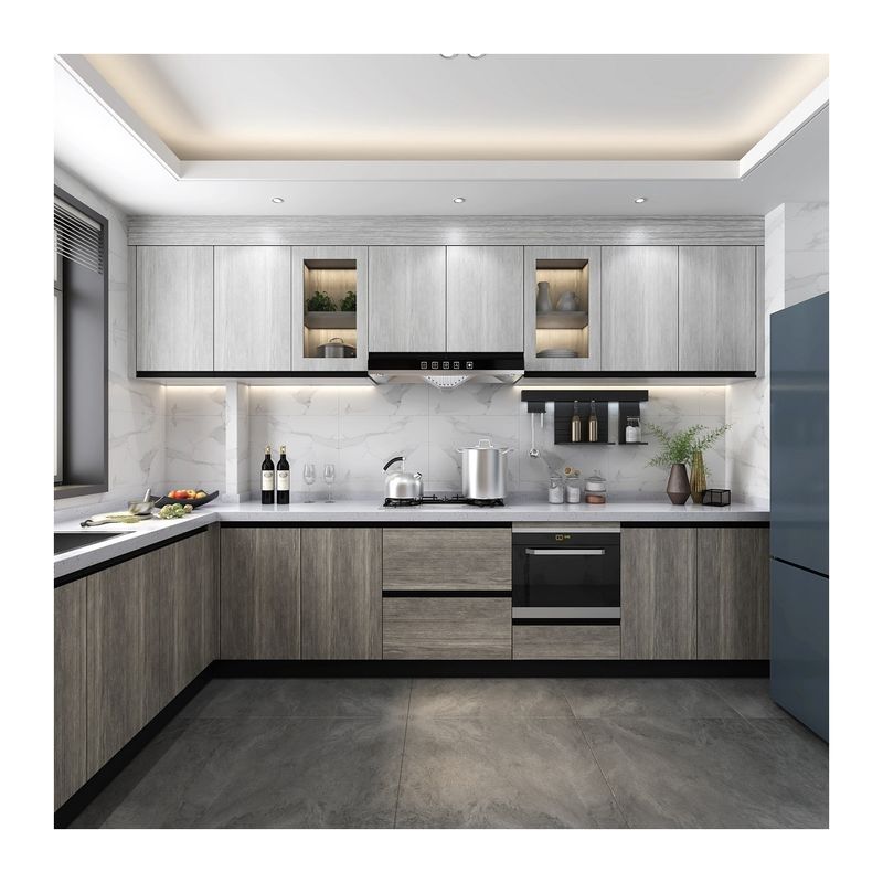 Gabinete de cocina impermeable de diseño moderno hecho de madera sólida para muebles caseros personalizados