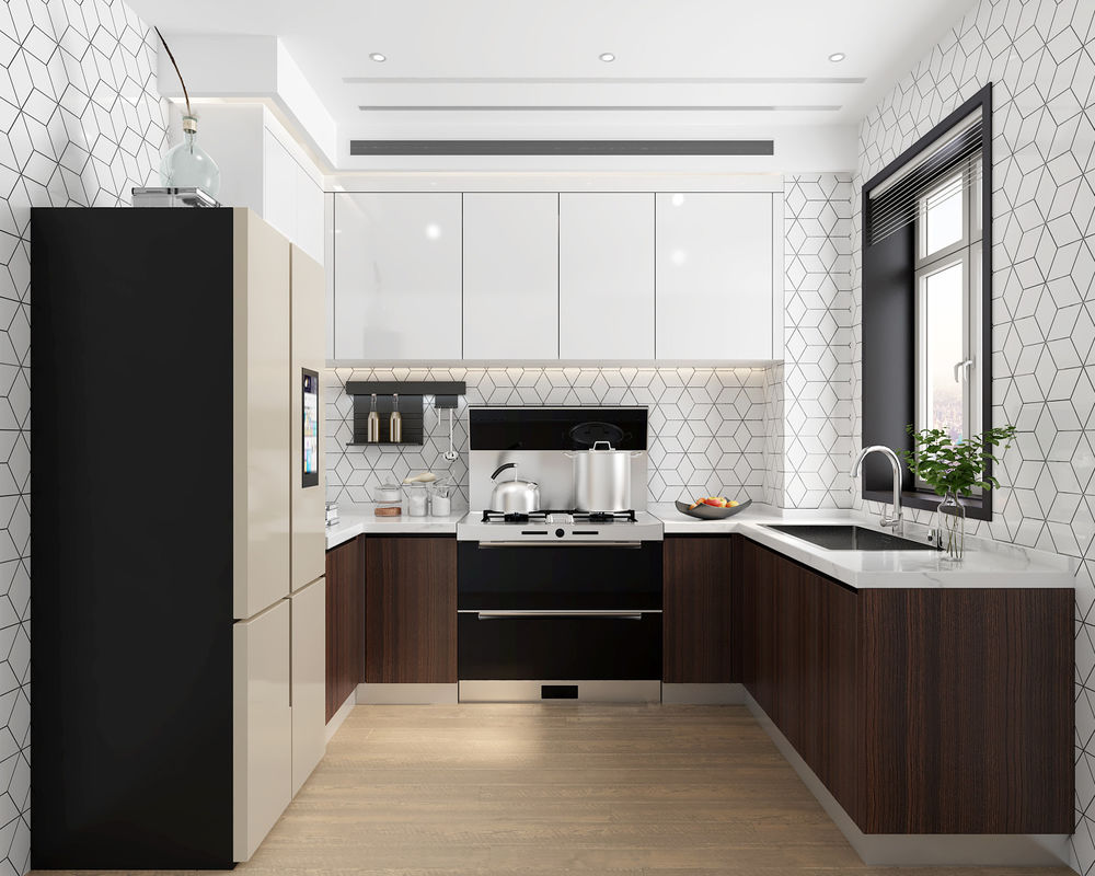 Gabinete de cocina impermeable de diseño moderno hecho de madera sólida para muebles caseros personalizados