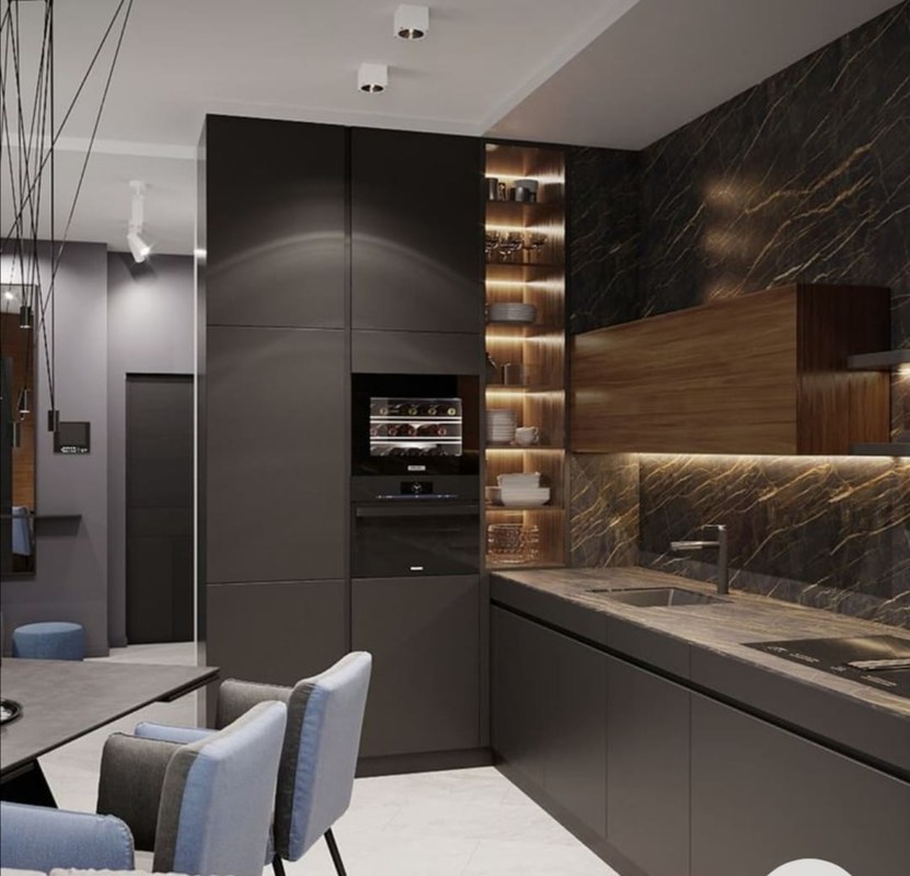 Cabinet de cartón de melamina Tipo de todo el diseño de vidrio Cocina Esquina Muebles Manija de ventilación