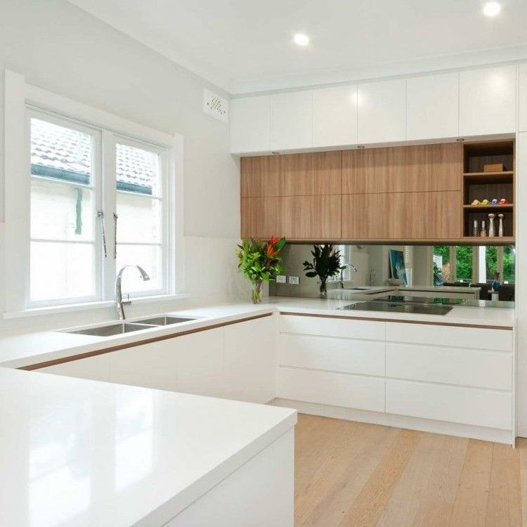 Armarios de cocina blancos en forma de L contemporáneos de ODM / OEM con tipo de gabinete modular