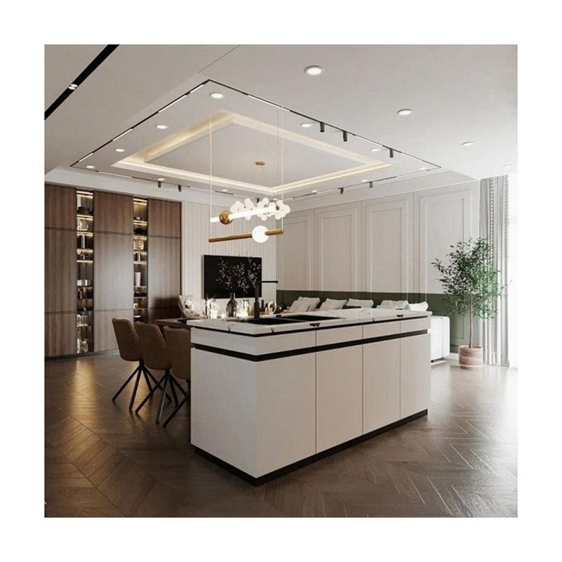 Estilo moderno Compacto todo en uno gabinete de cocina móvil contemporáneo diseño inteligente blanco