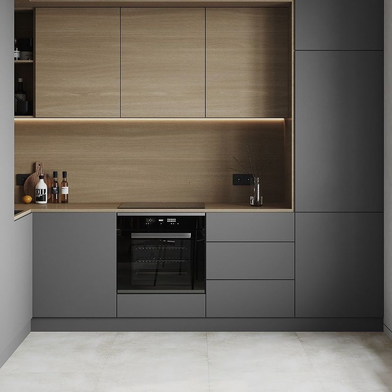 Muebles de cocina modernos con hardware Blum y diseño de madera de color carilla personalizado