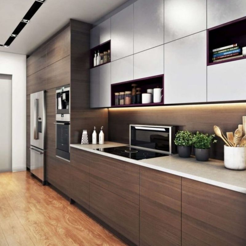 Set de gabinetes de cocina de madera YALIG con ventaja a prueba de agua a prueba de fuego y hardware Blum