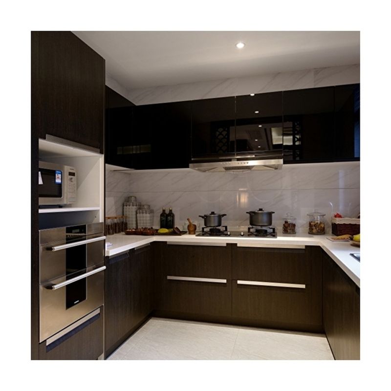 Cabinet de cocina de PVC negro con color de chapa personalizado